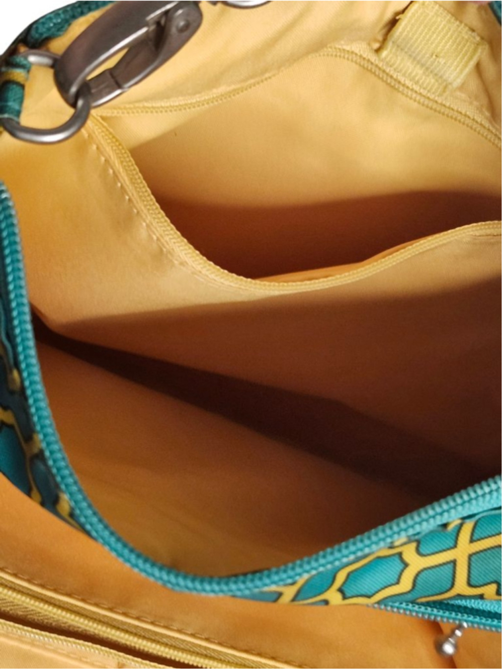 Women's Baggallini Crossbody Bag Teal Yellow Geometric - Picture 5 of 6